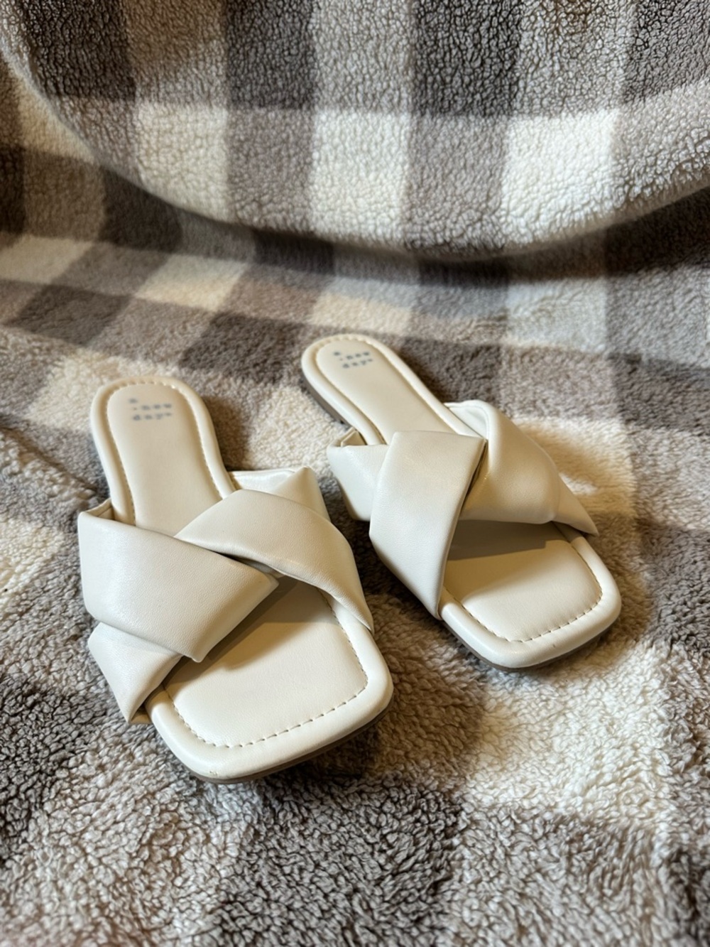 a new day Cream Cross-Strap Slide Sandals